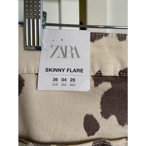 Zara Women's Skinny Jeans - Brown and White - Picture 5 of 9